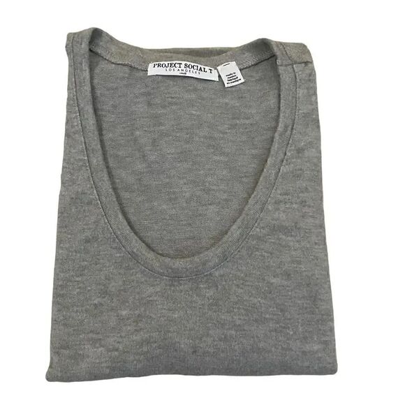 Project Social T Womens Sweater Top Fleece Neck Heather Gray Size Small - Picture 5 of 12